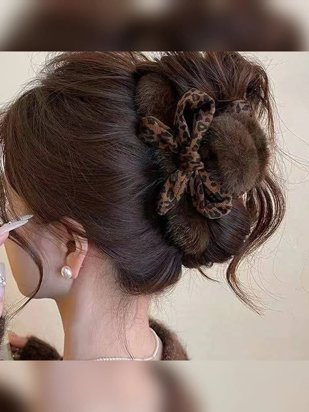 1# Leopard bow soft clip 13cm