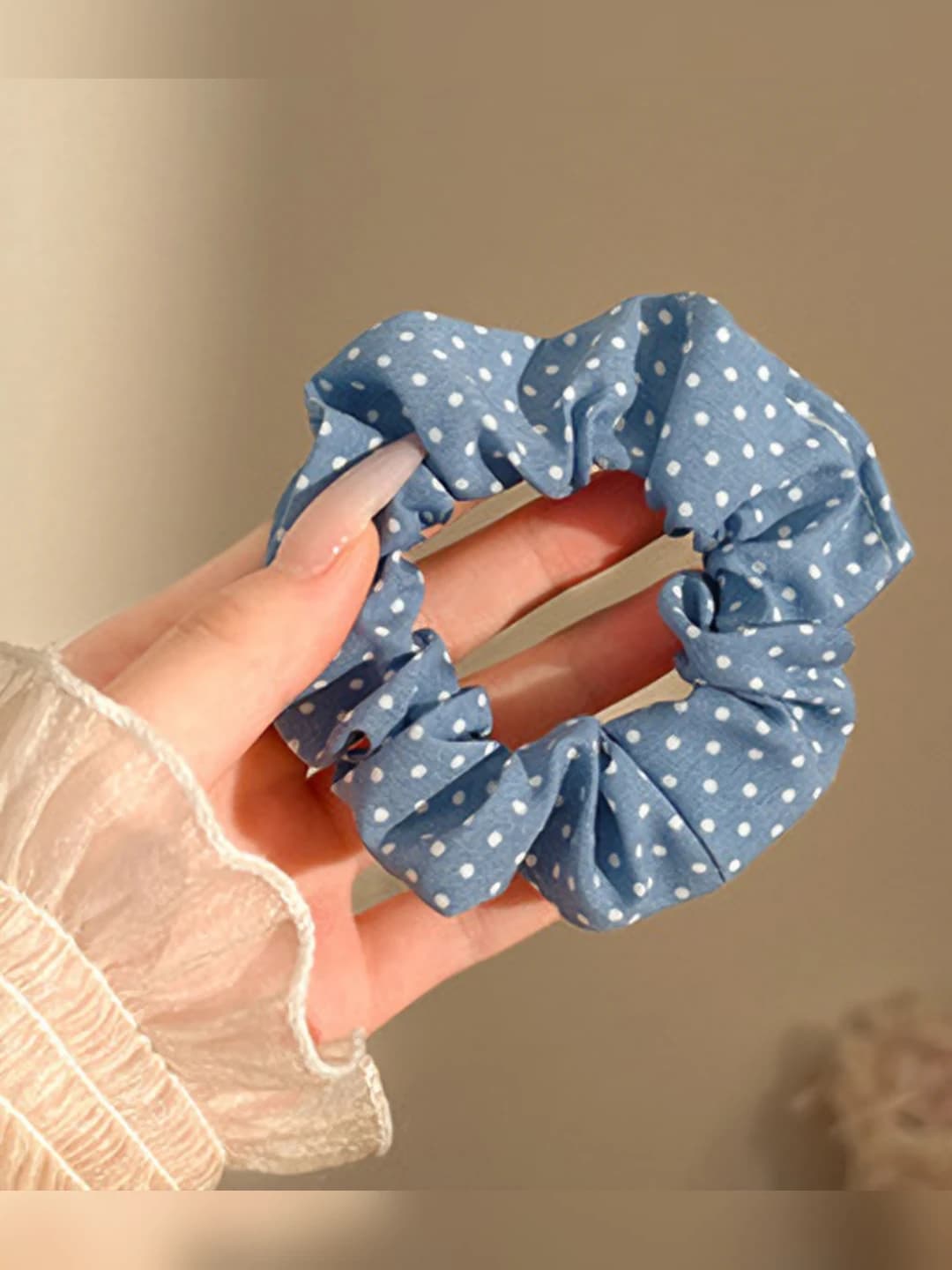 2# Blue with white polka dots
