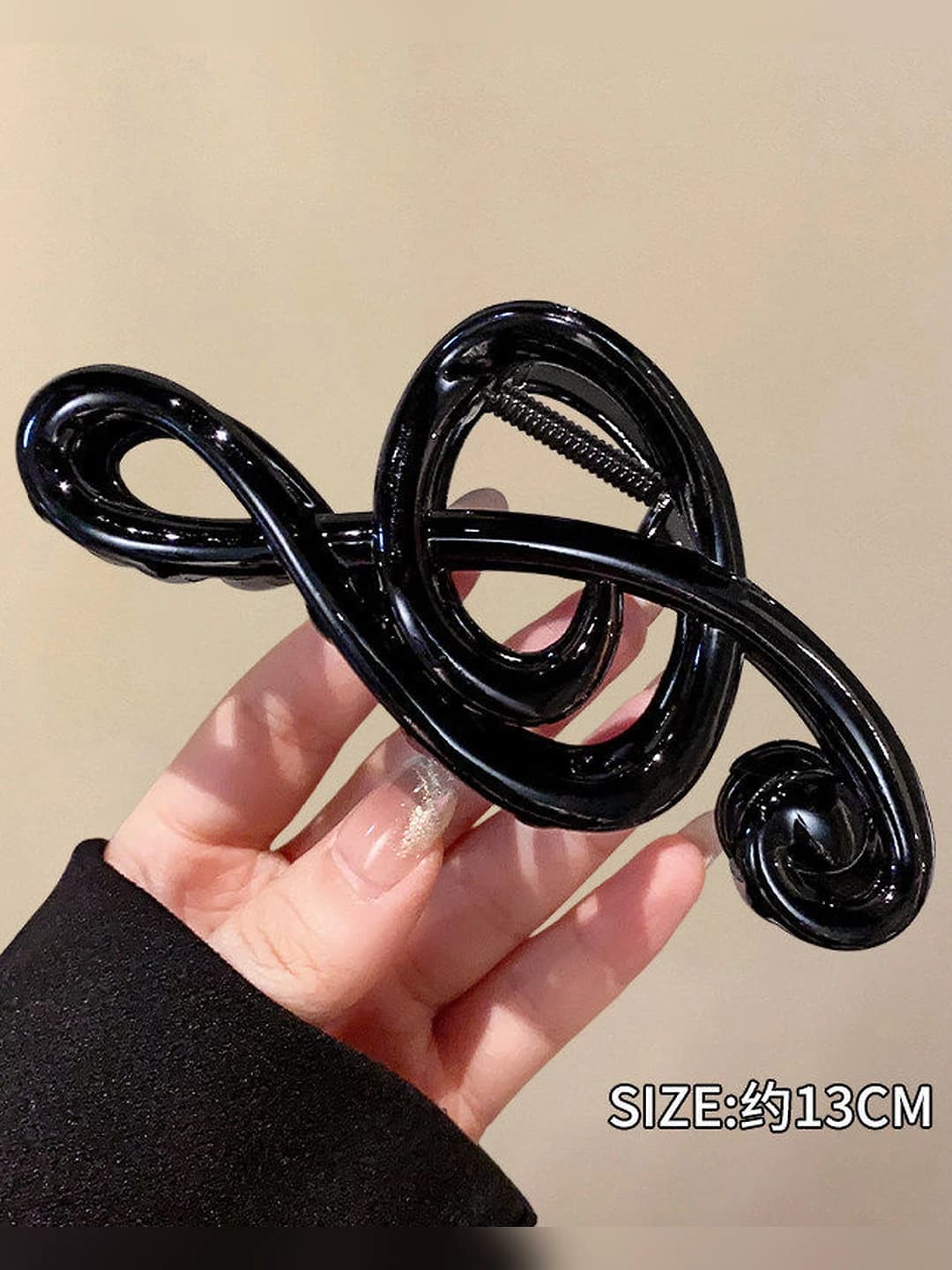 2# Note Hair Clip Glossy Black approx. 13 cm