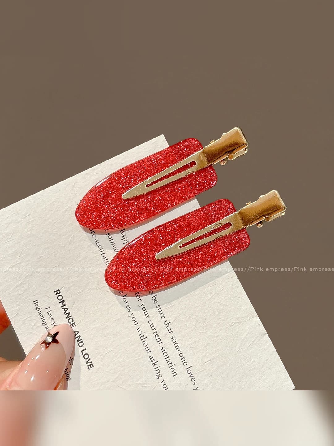 6# Rose Red Invisible Clip Pair