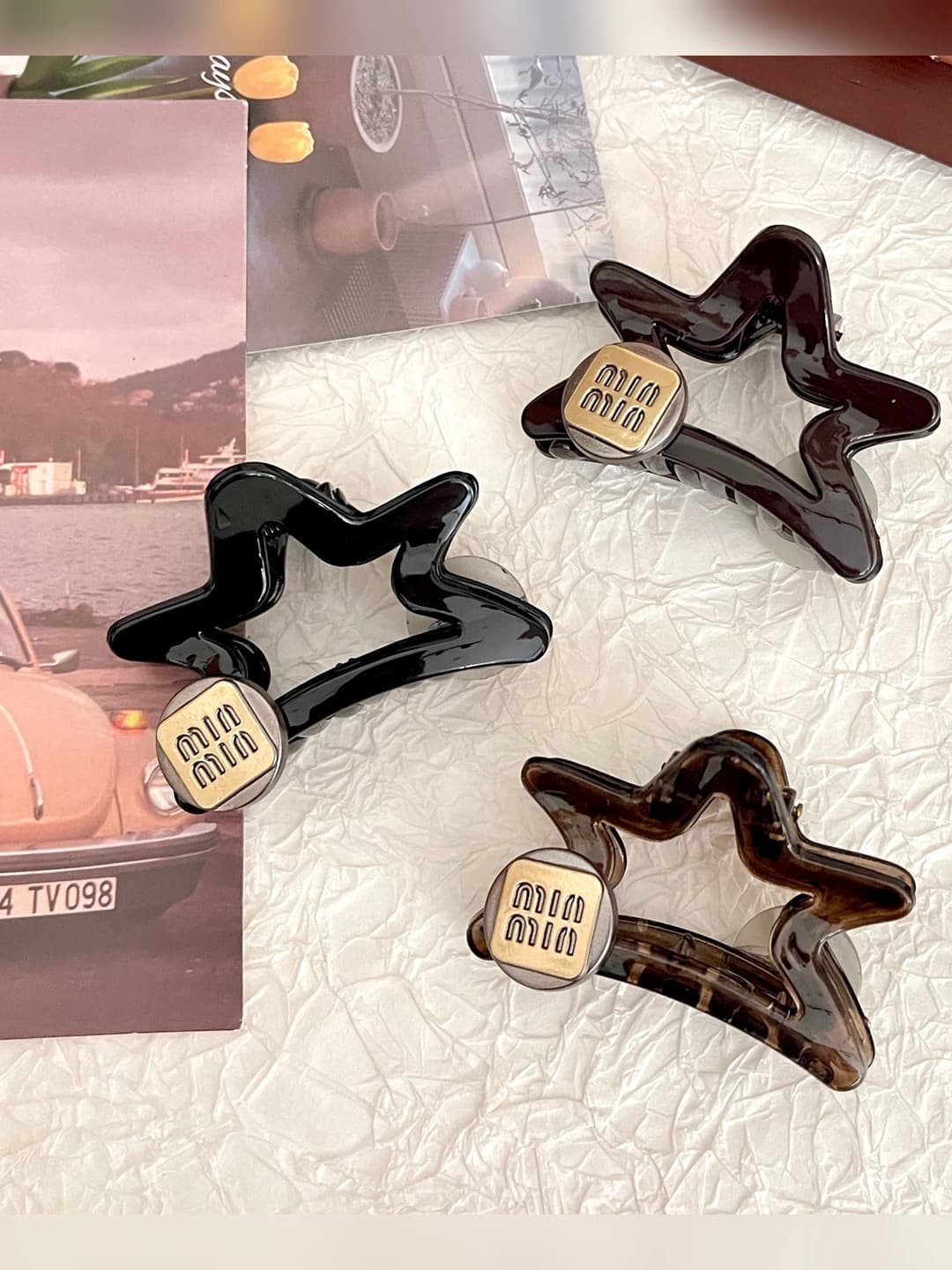 Women's star-shaped acrylic hair claw clip, for large hair volume, ins style, elegant and simple hair accessory