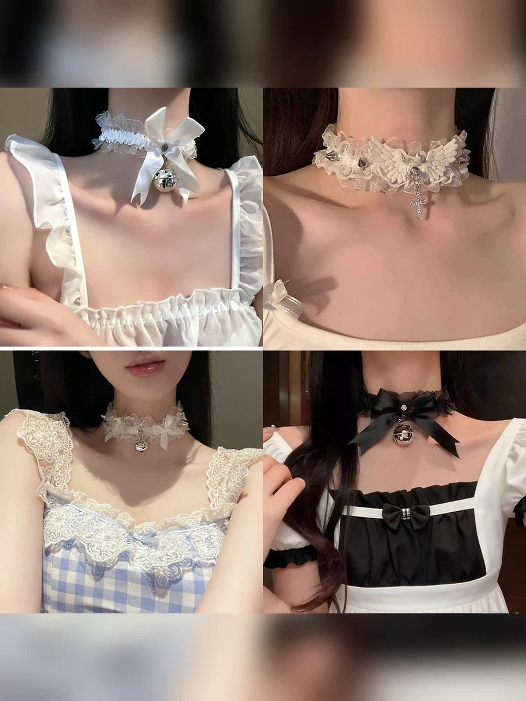 Ayollar uchun shirin uslubdagi dantel choker, qo'shilgan metall, 30 sm