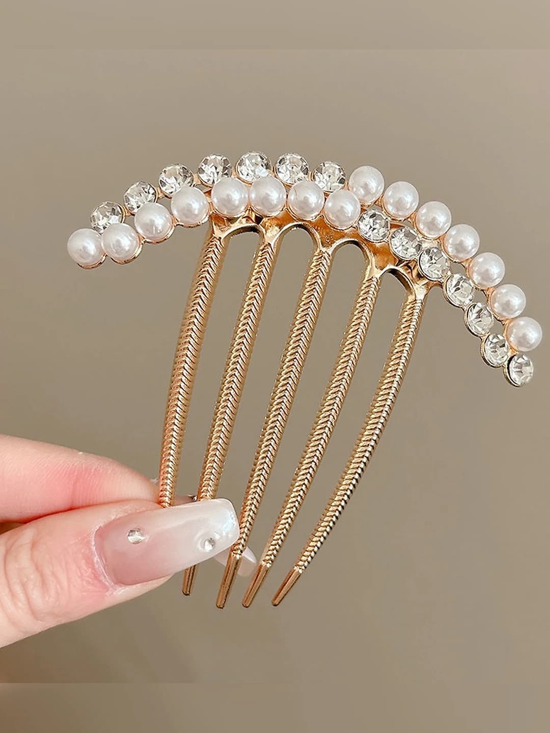 3# Pearl rhinestone half row