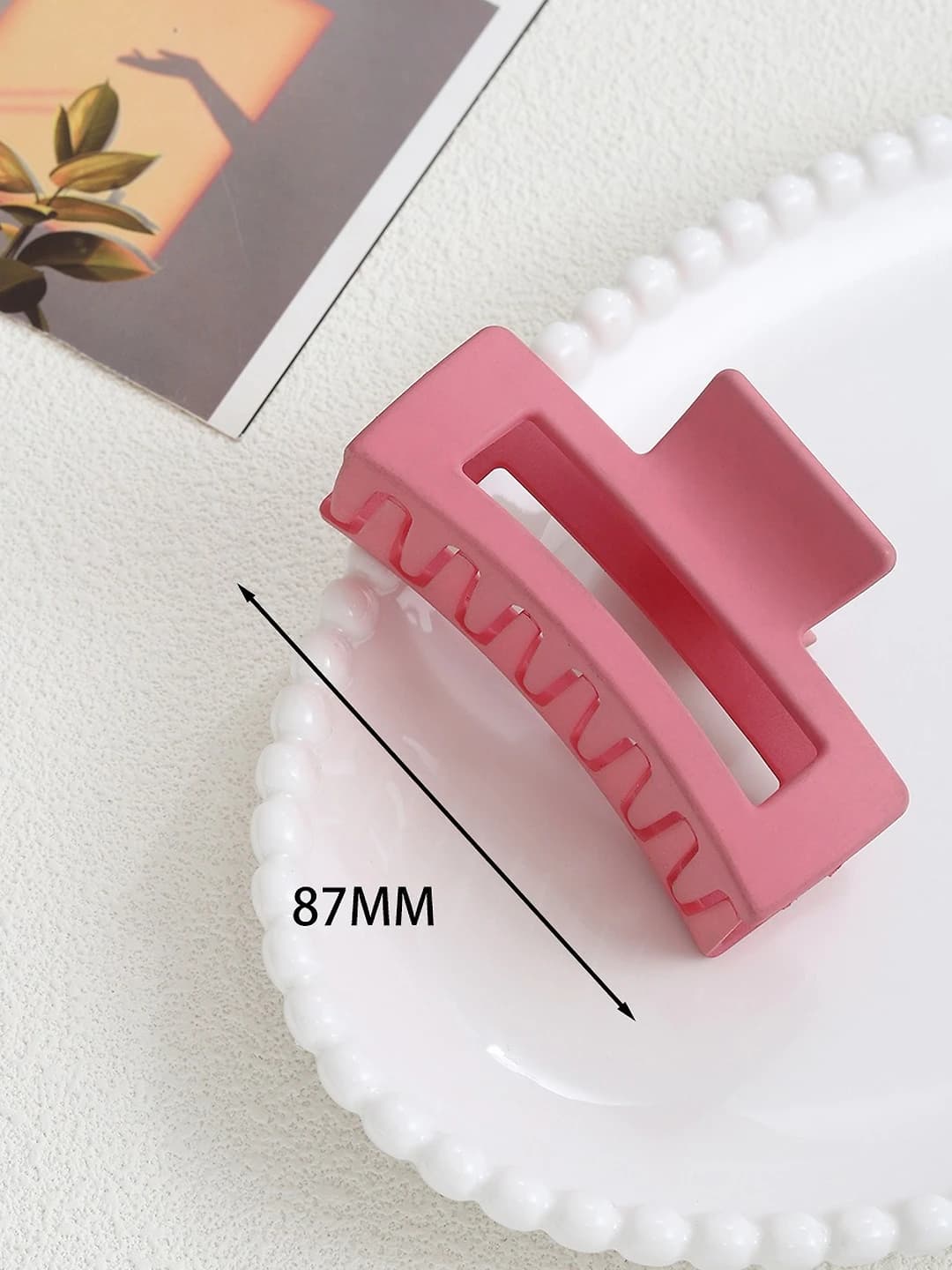 Light rose red square clip 8.5 cm