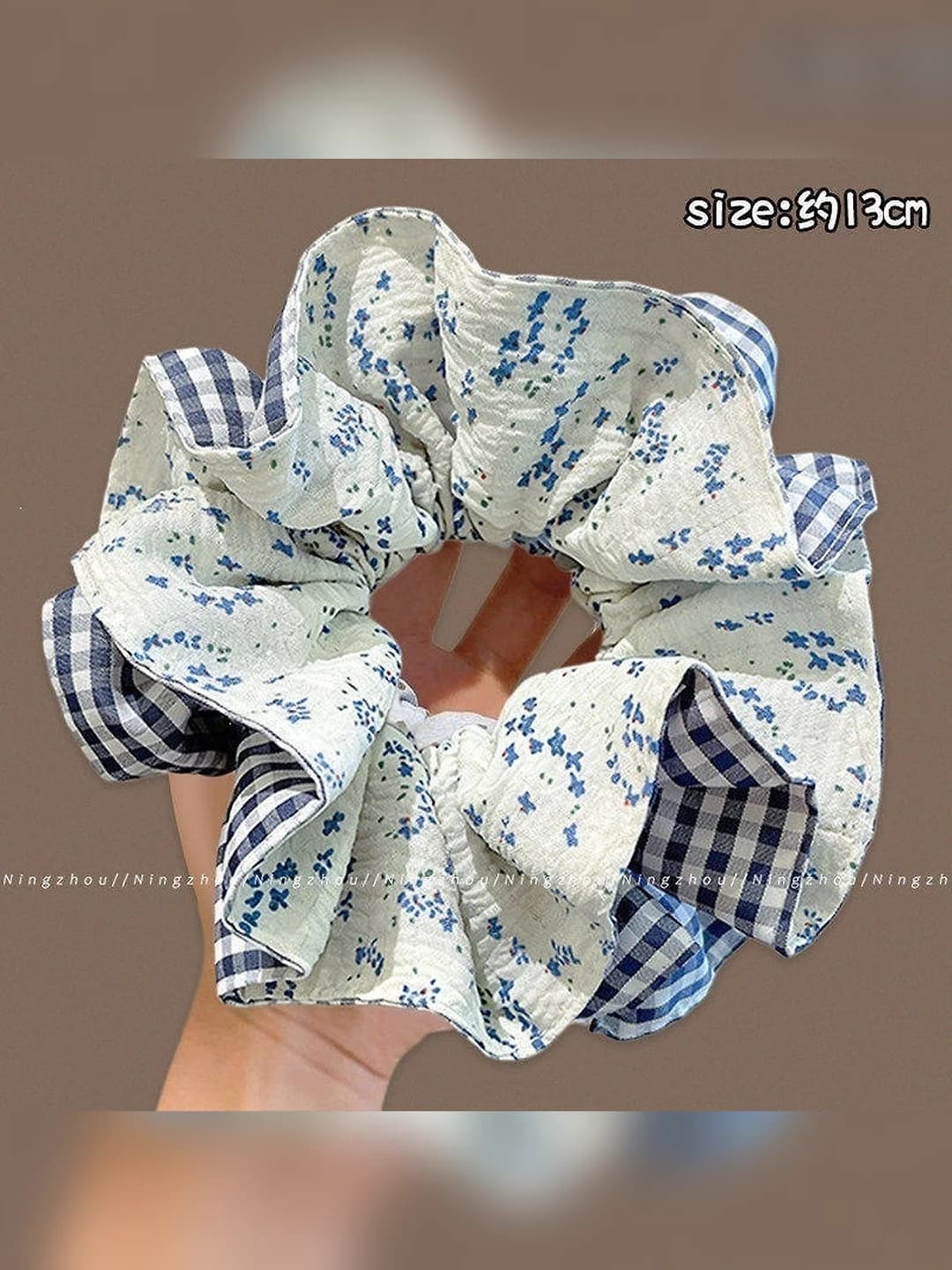 6# Ko'k mayda gulli matoli kichik ~12cm