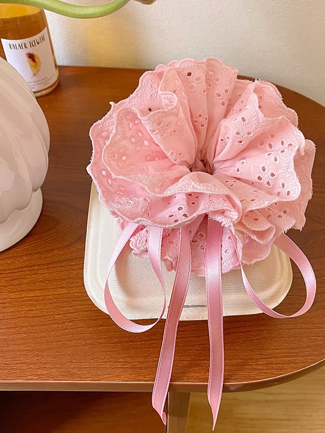 6# pink drawstring scrunchie small - 21*14 cm