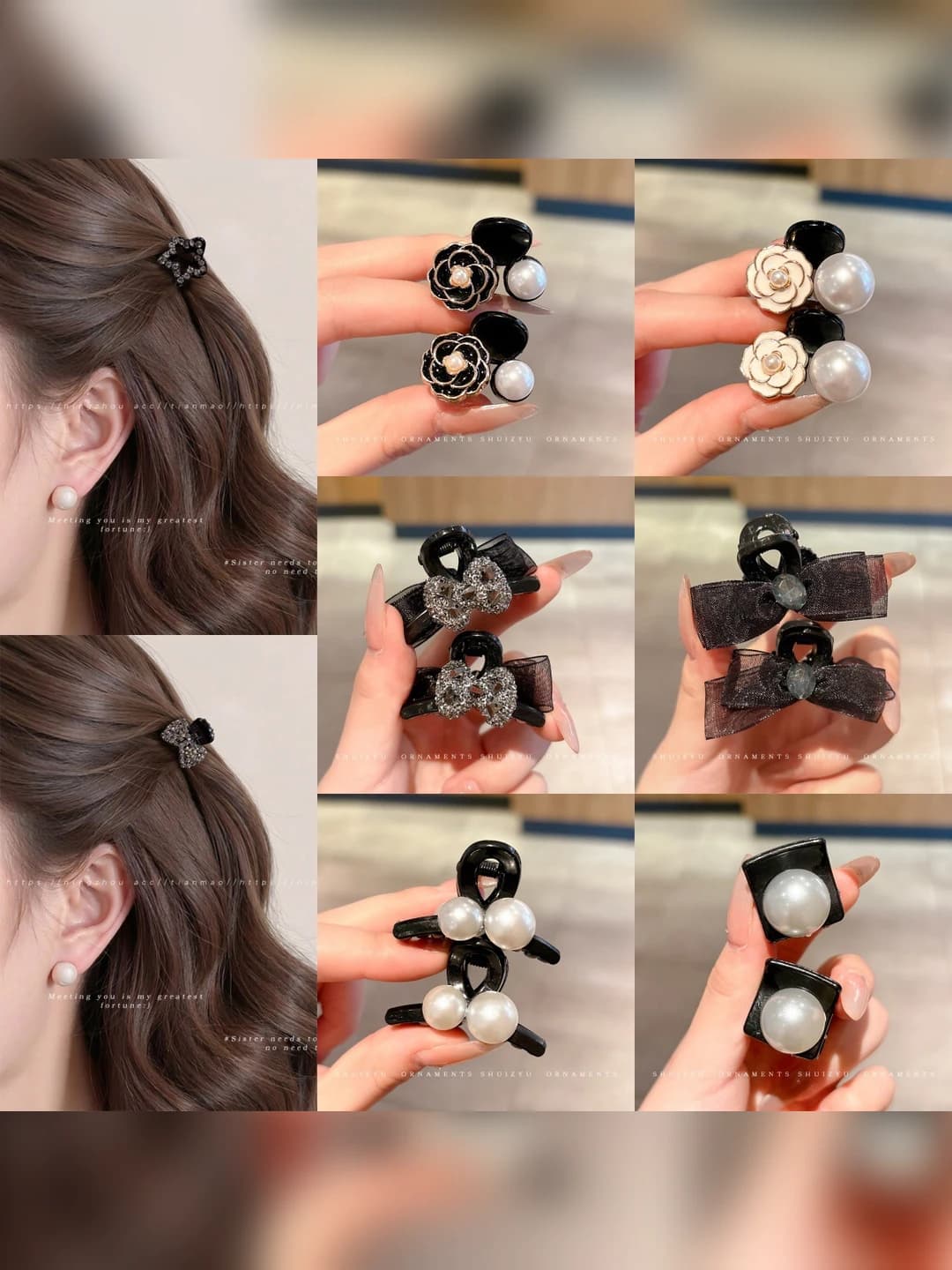 Women's hair clips and combs: with pearls and rhinestones, for bangs, premium, delicate, semi-claw, smart, princess, hair clips