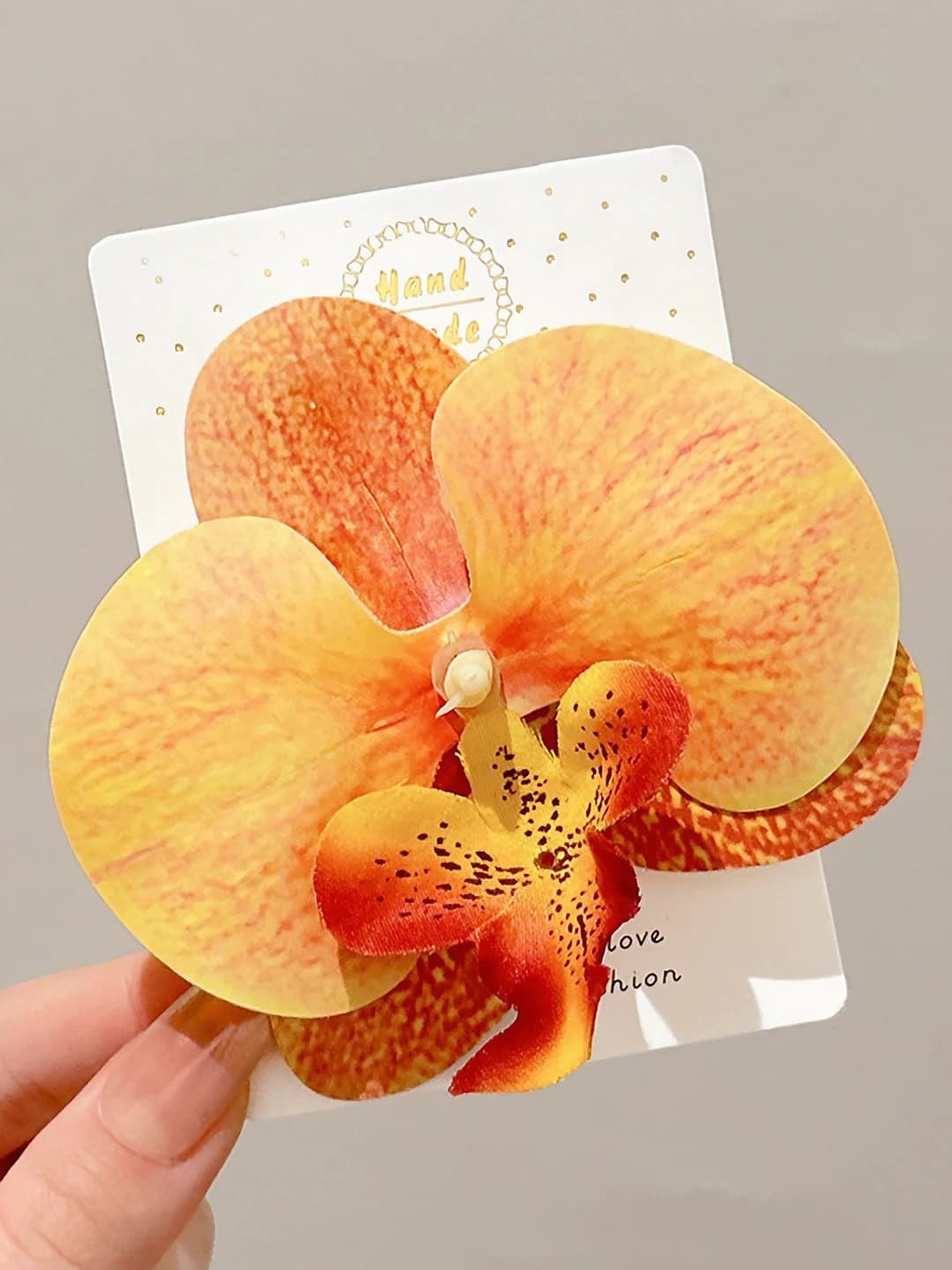 Orange 3D orchid 9 cm