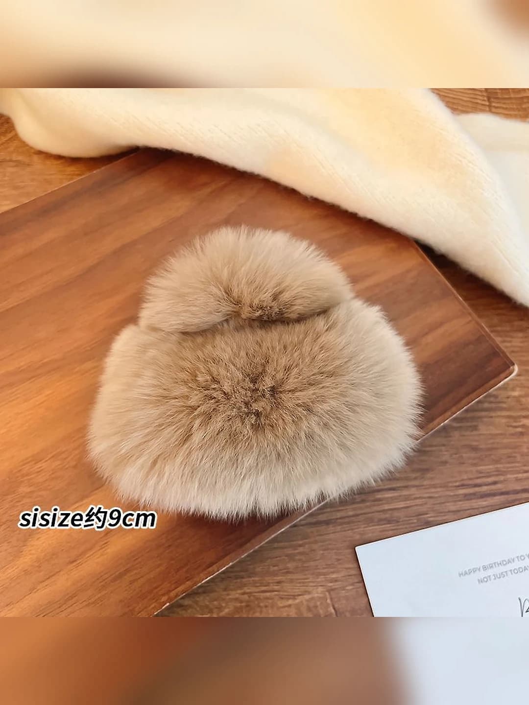 2# Grey-coffee fur claw clip - ~9 cm