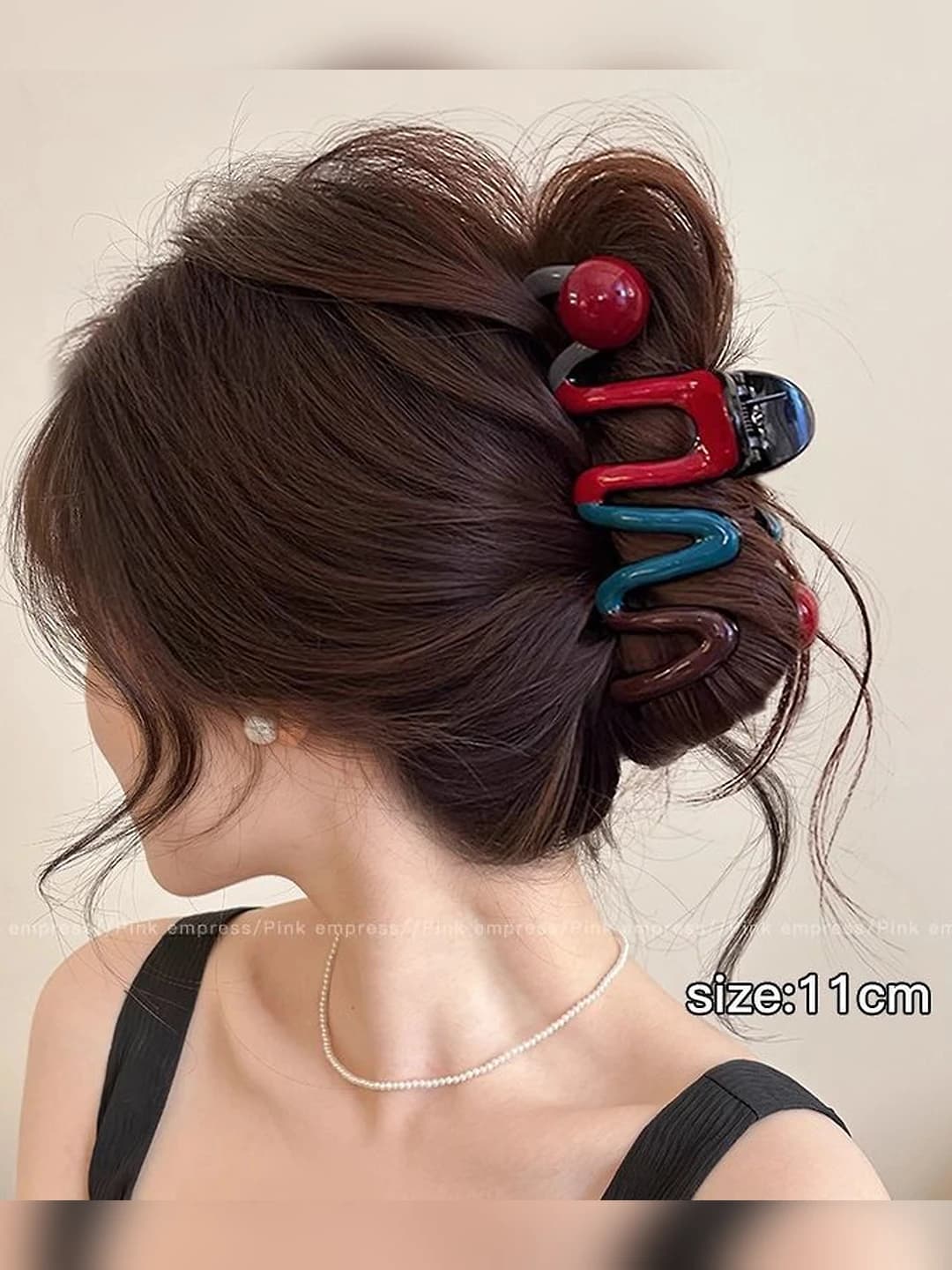 14# Red pearl colour-block clip 11cm