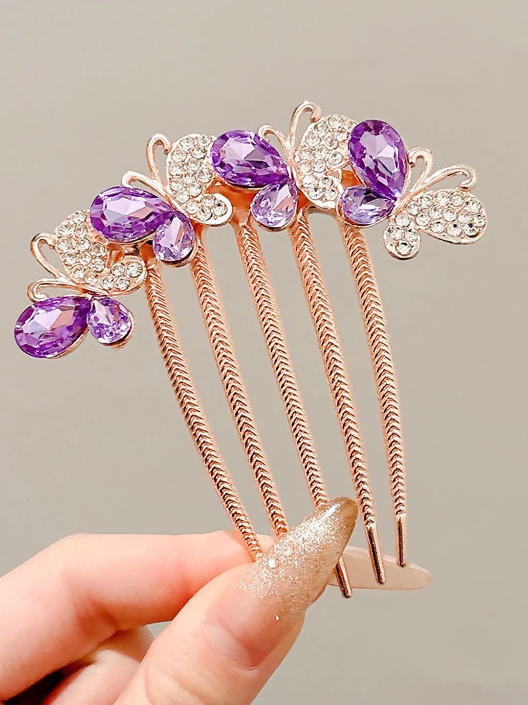 Purple butterfly hair comb (approx 7.5 cm)