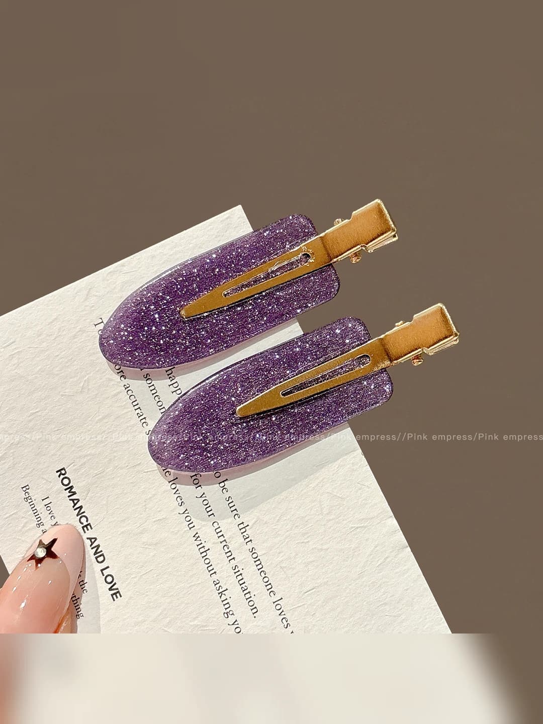 Purple invisible clip, 1 pair, ~4.5 cm