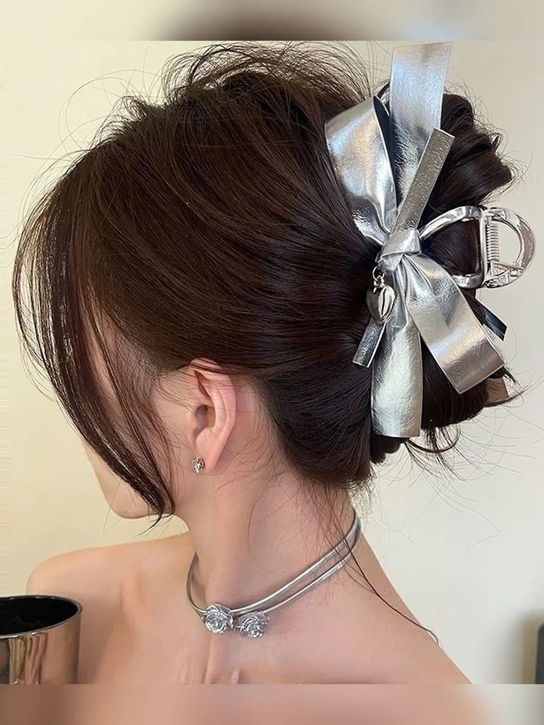 1# Silver fabric strip clip 12cm