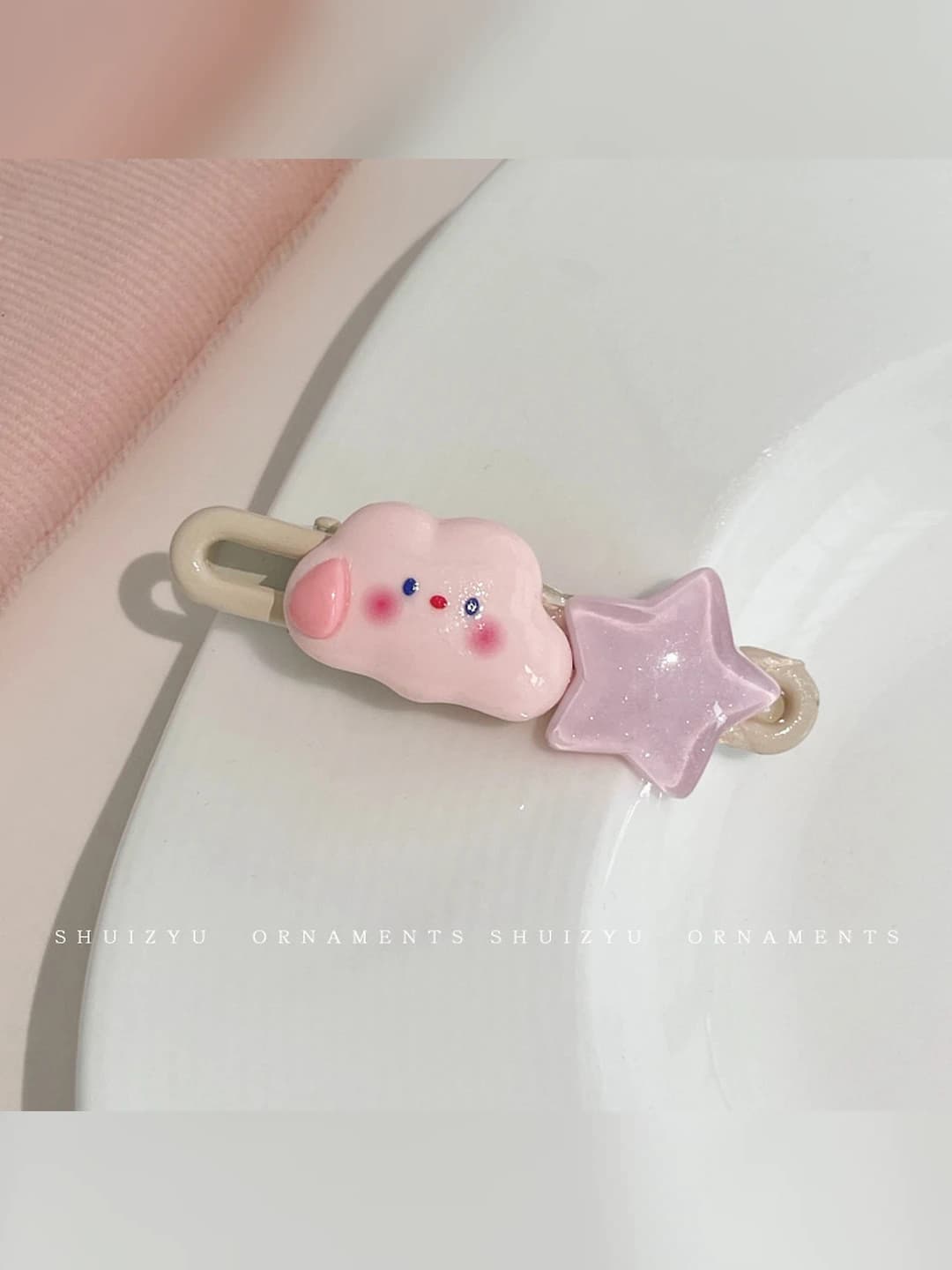 5# Pink cut-out star cloud hair clip