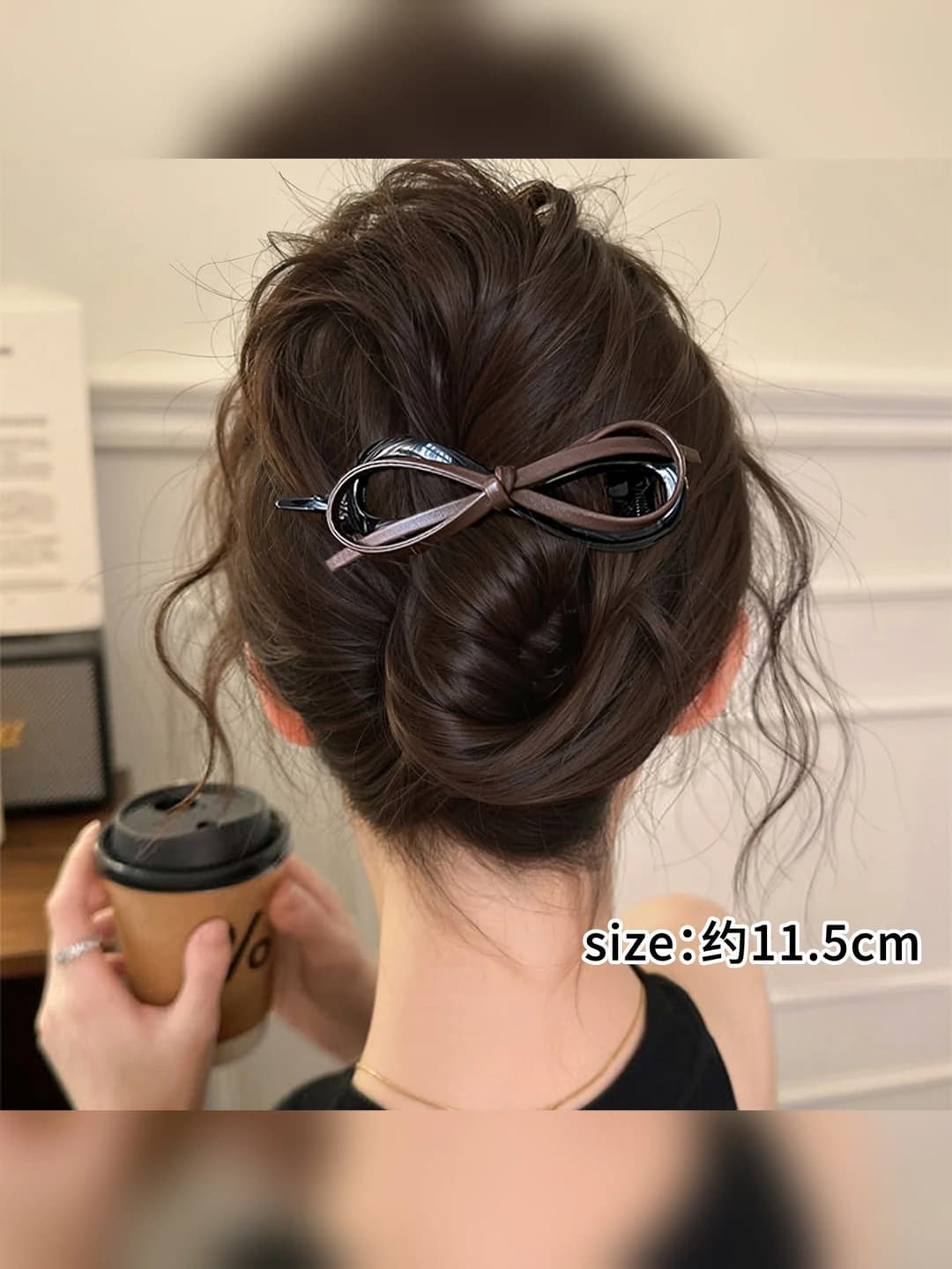 Brown leather bow