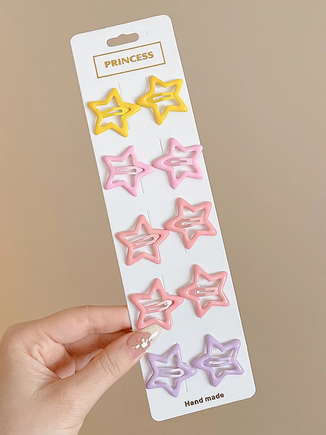 3# Pink star clips set, 10 pcs