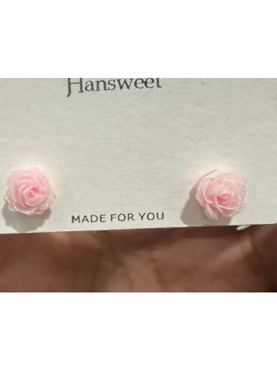 1# E0053# pink small rose studs