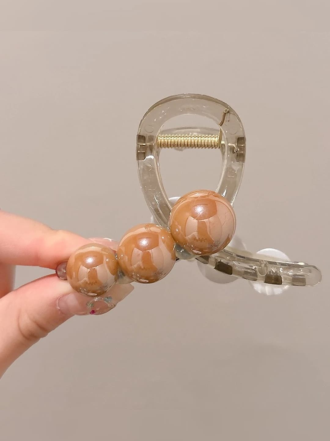 3# Clear grey base, 8 cm, light coffee pearl