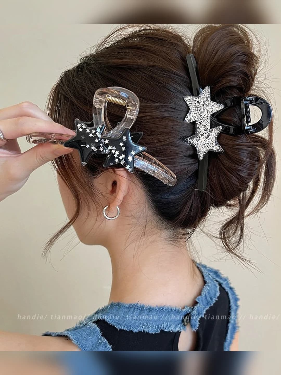 Women's summer star hair clip (shark clip), PC material, high-end feel