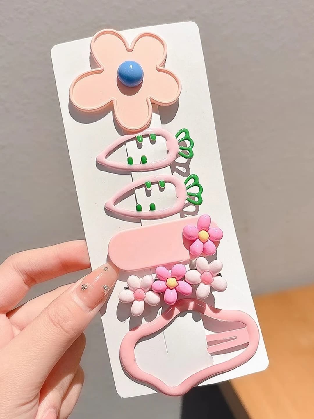 2# Pink flowers and clouds set, 6 pcs