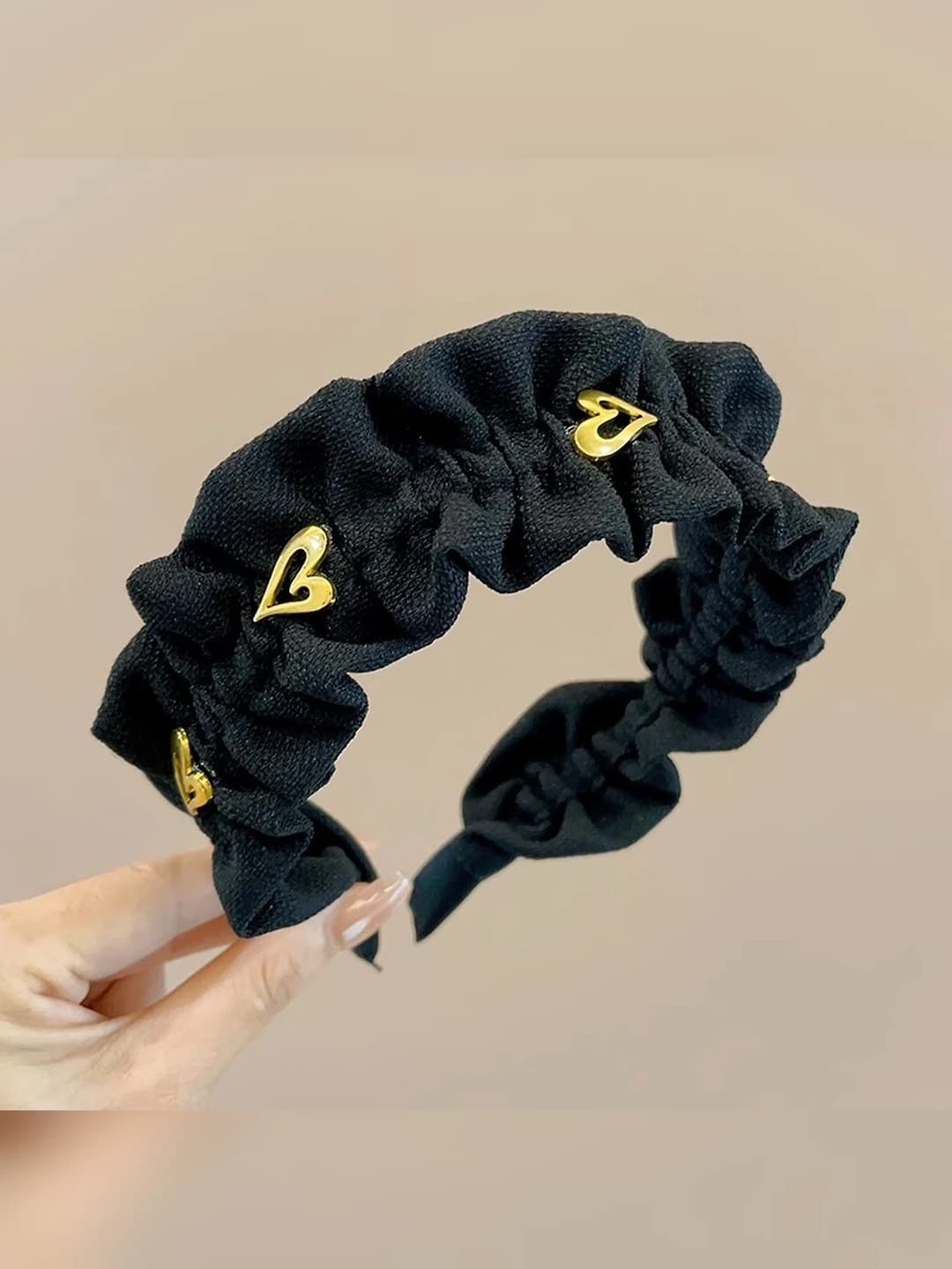 Ruffled heart headband 3.5cm