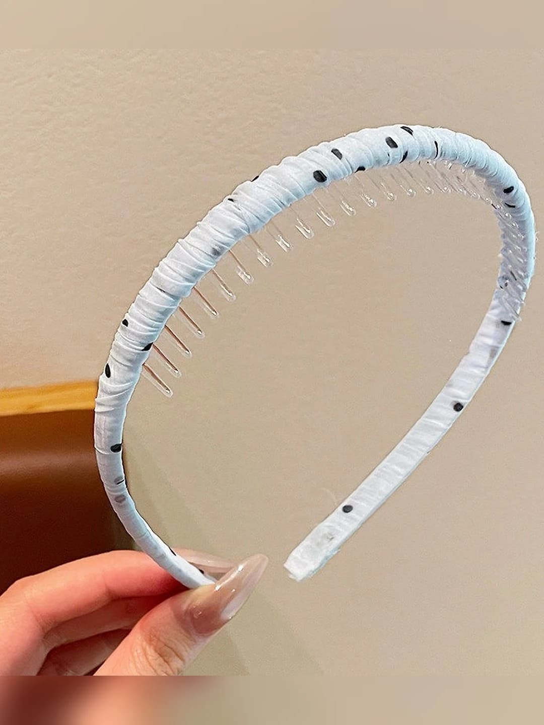 3# Blue polka dot headband