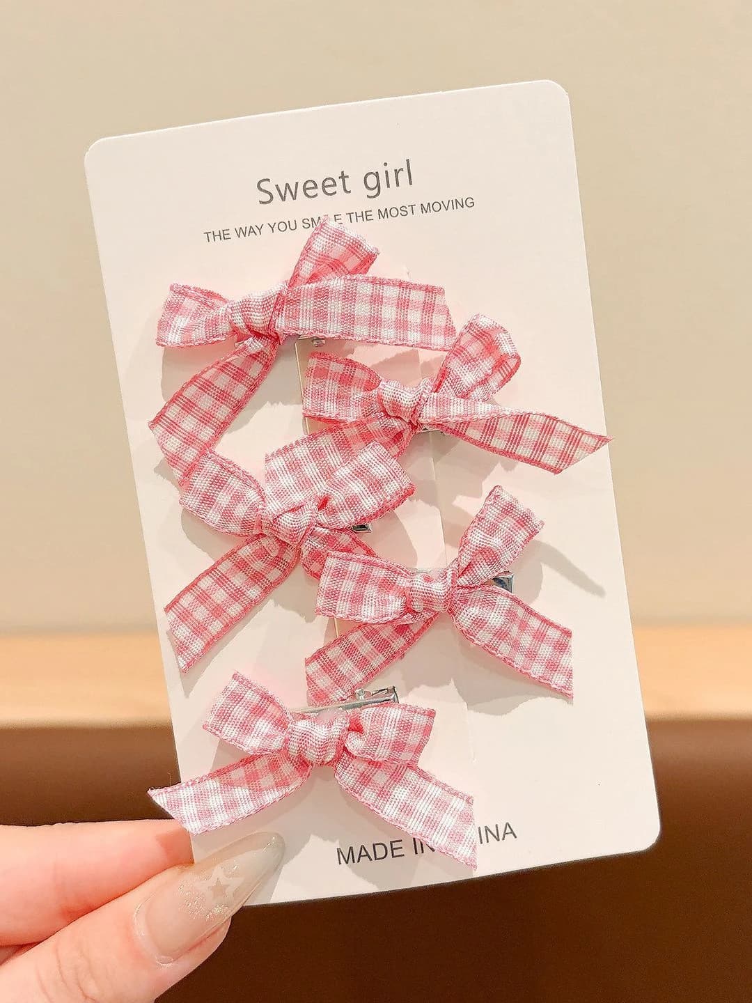 4# Pink plaid 4CM fabric + alloy