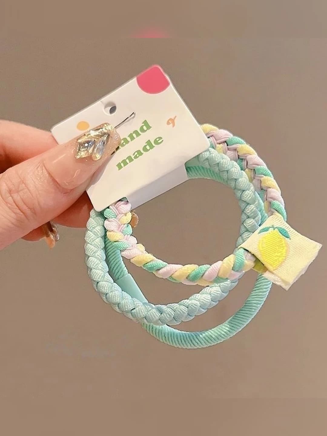 5# Kids hair ties - Green, 3-piece set, ~5.5 cm