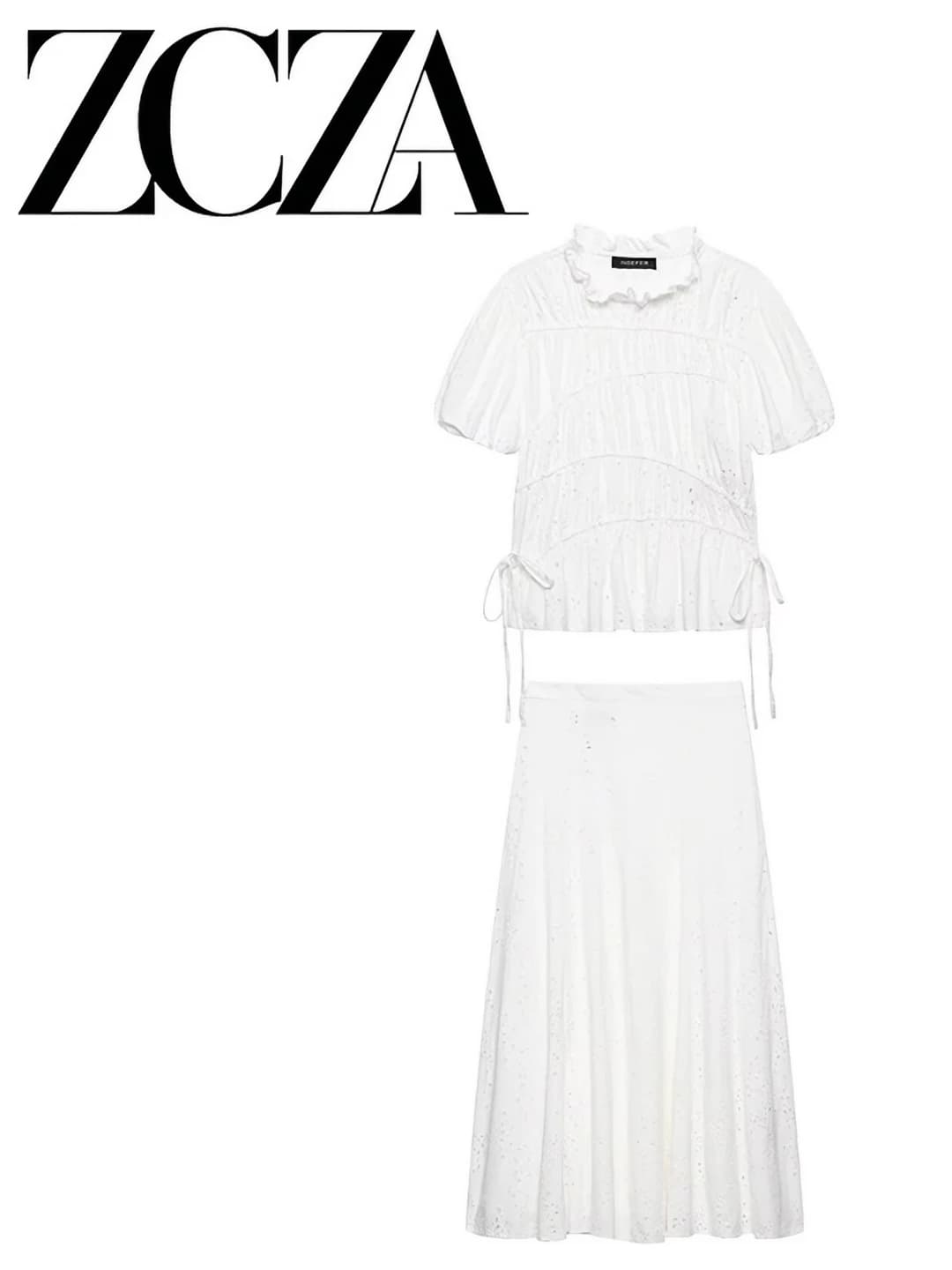 Women's embroidered set: long sleeve cardigan and embroidered midi skirt, 3D pattern, all-season