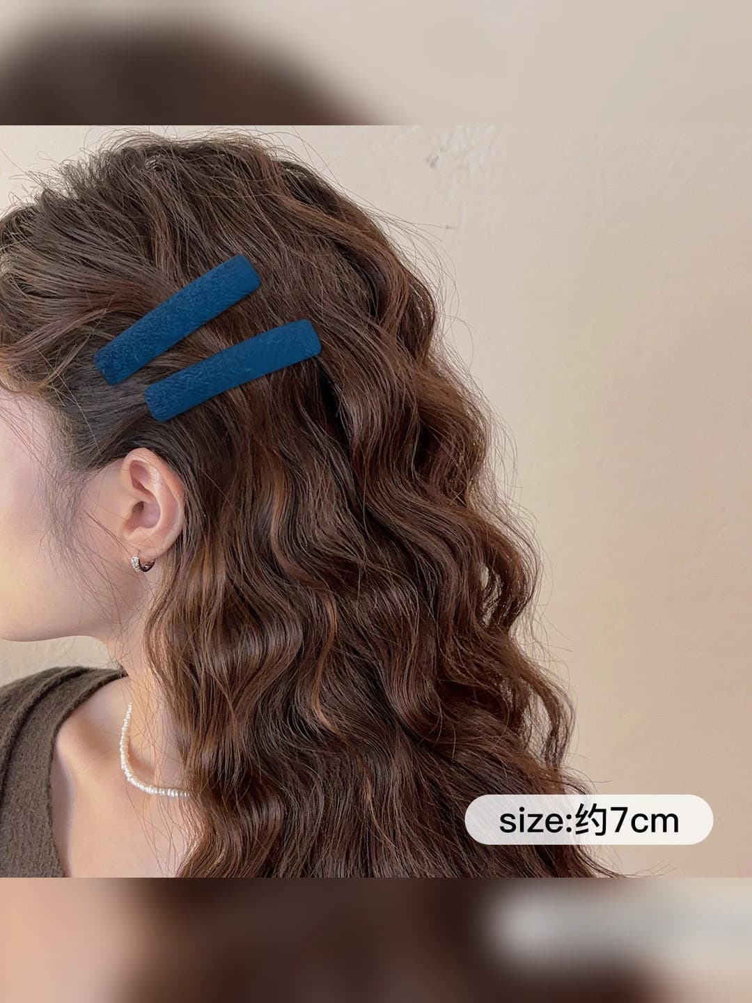 4# Pair of blue wool hair clips