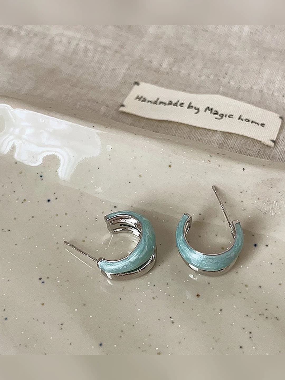 Blue double-layer earrings