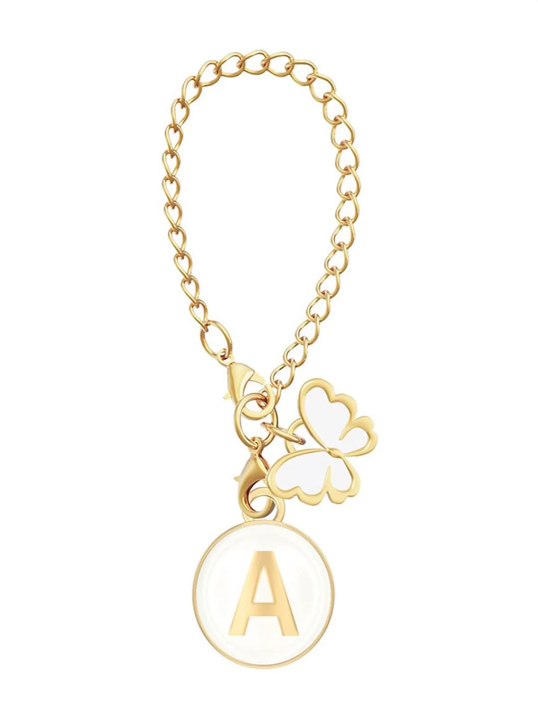 White (round letter+butterfly) cup charm