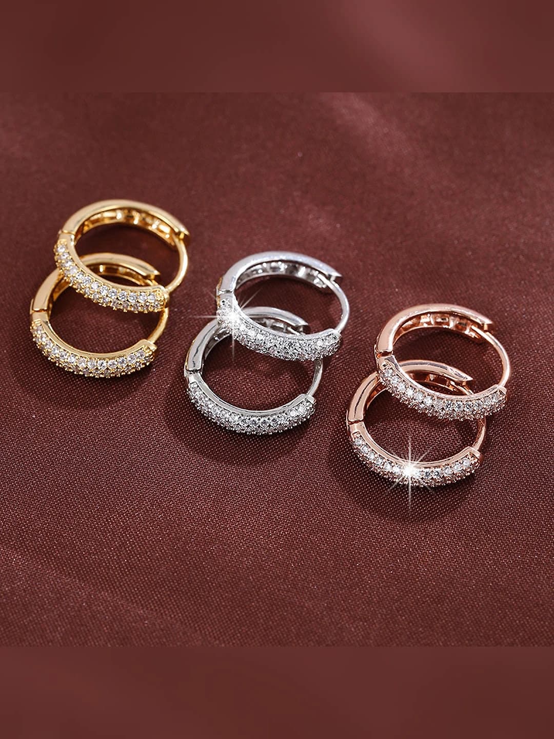 Women's geometric zircon stud earrings, modern simple and elegant design