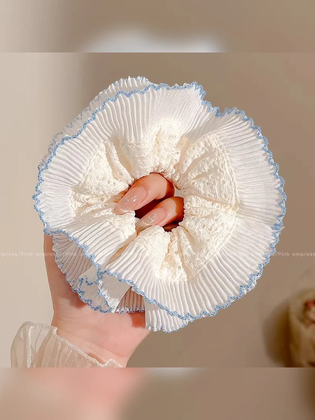 2# Двухслойный синий цветочный кружевной край - 16 см