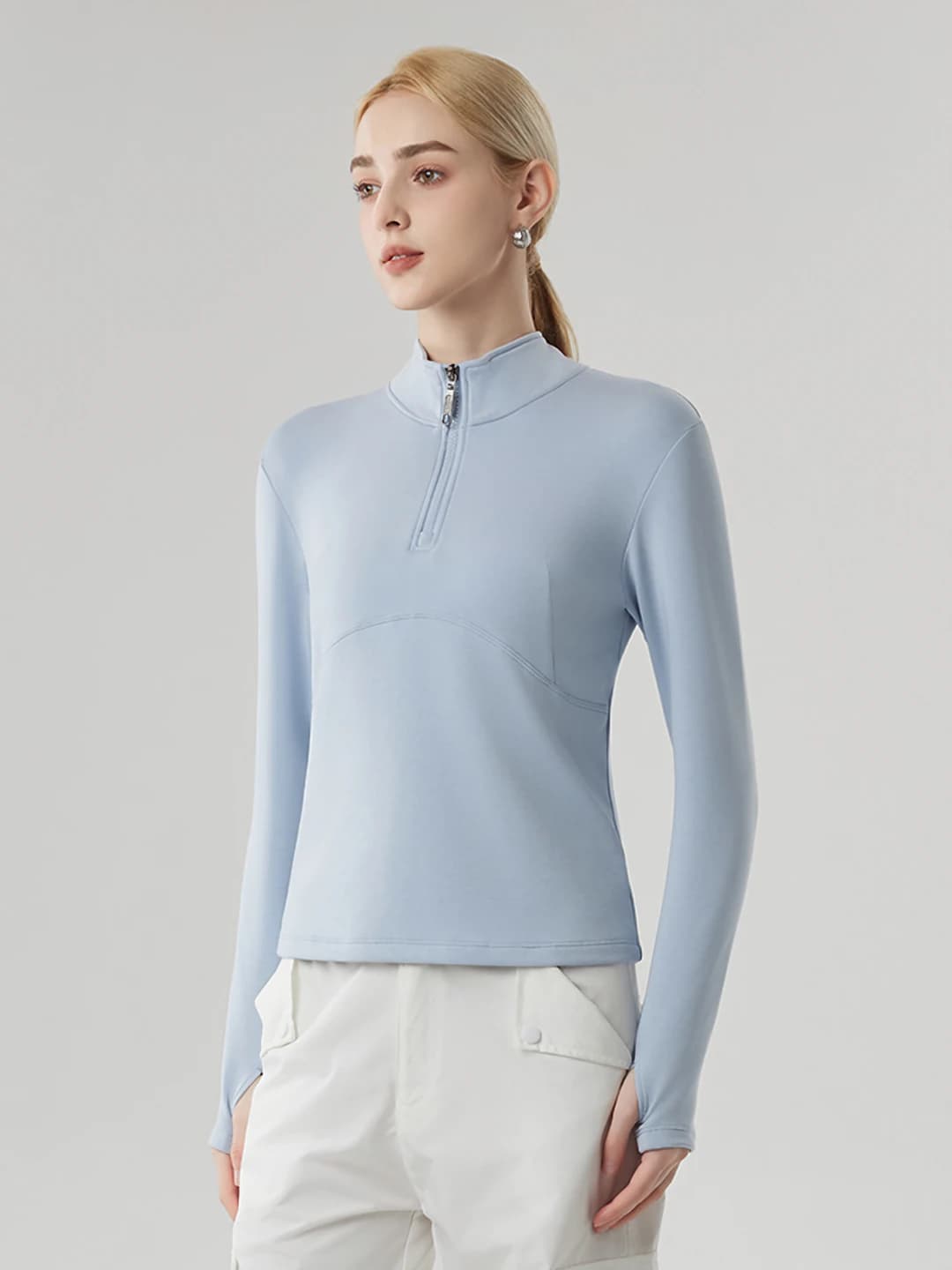 Stand collar sweatshirt [Cloud blue]