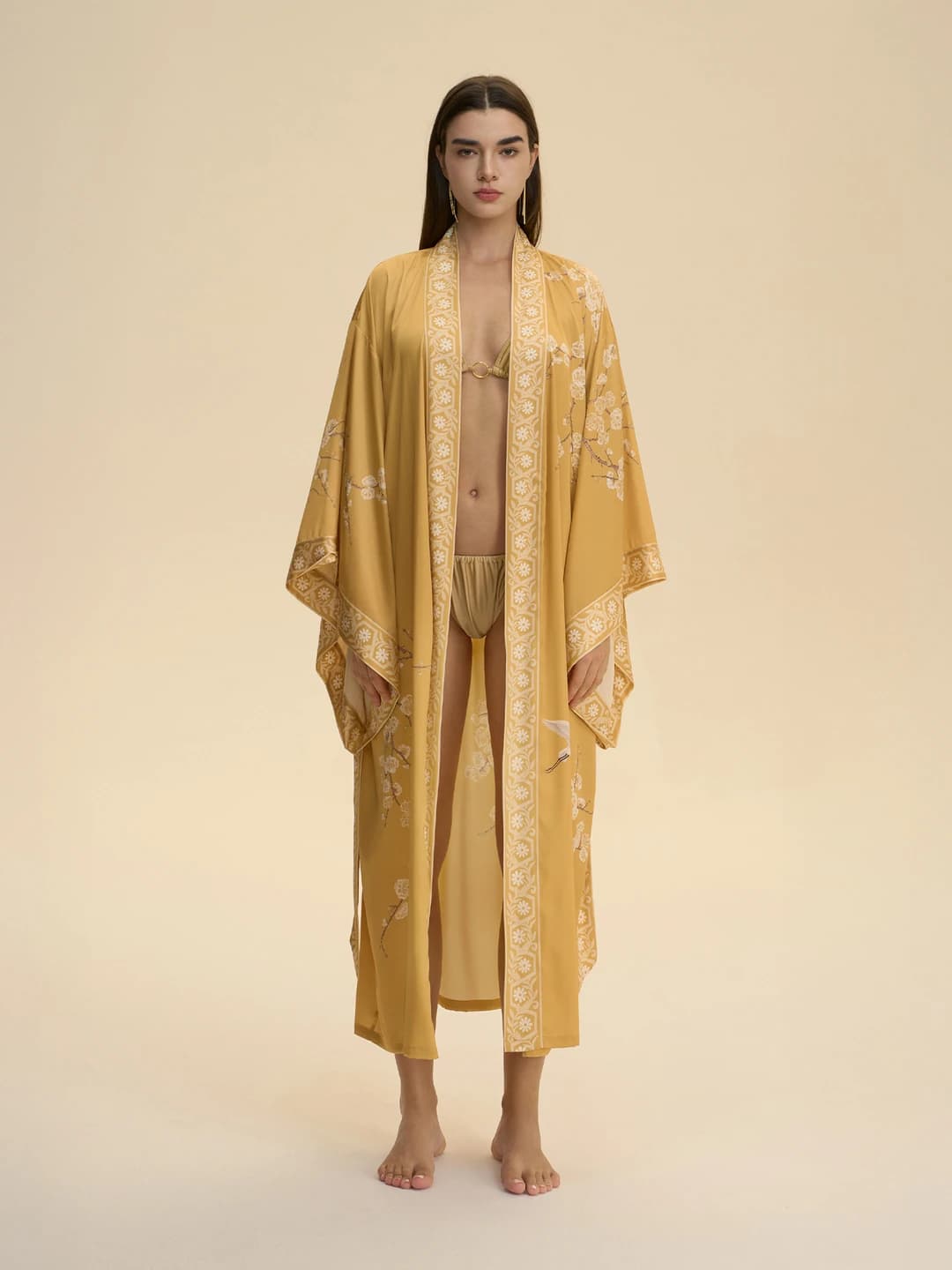 Women's loose fit kimono-style open robe, breathable, for autumn