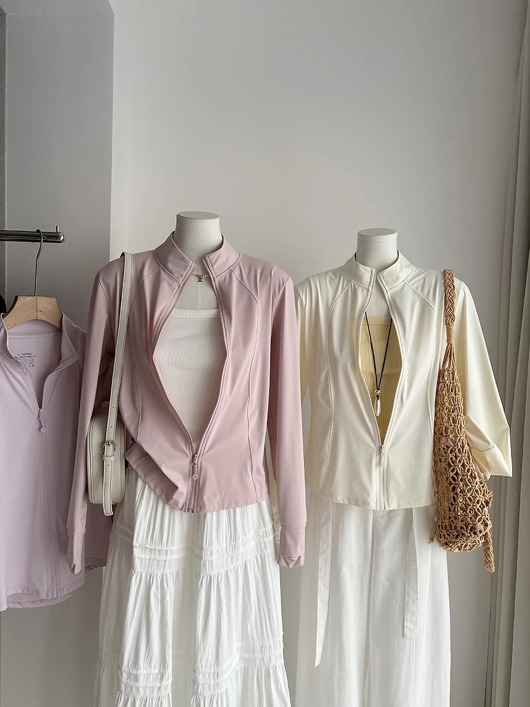 Women's sun-protective thin sports jacket in Korean style, long sleeve, zip, solid colour, spring-summer