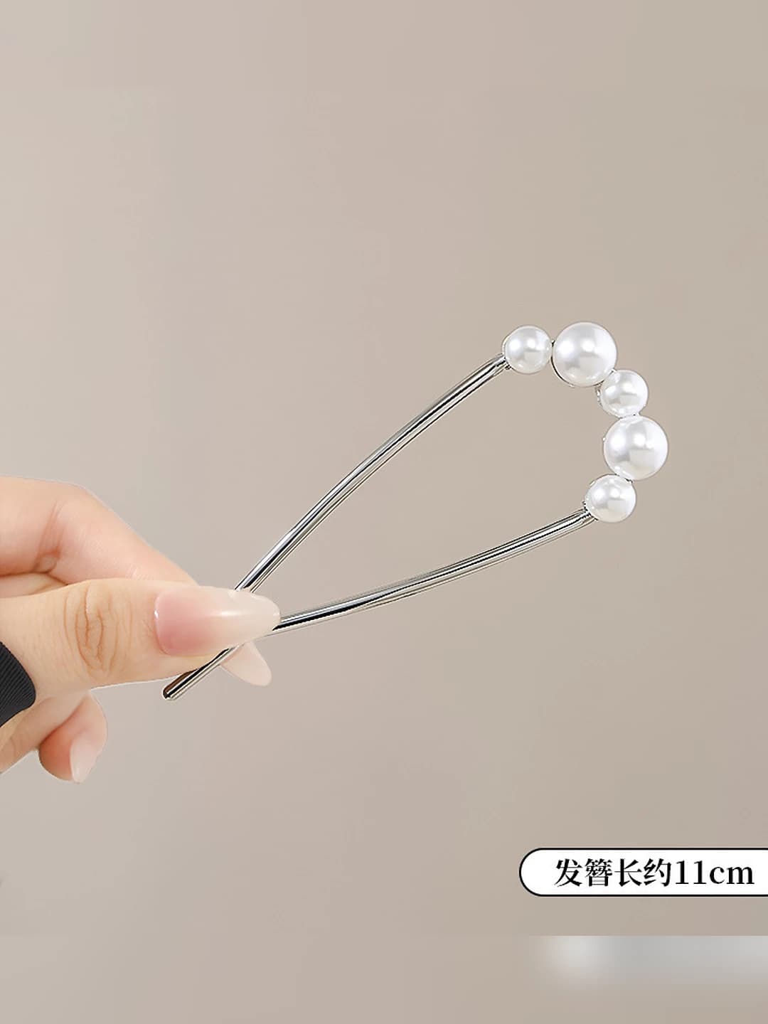 Five pearl hairpin - silver
