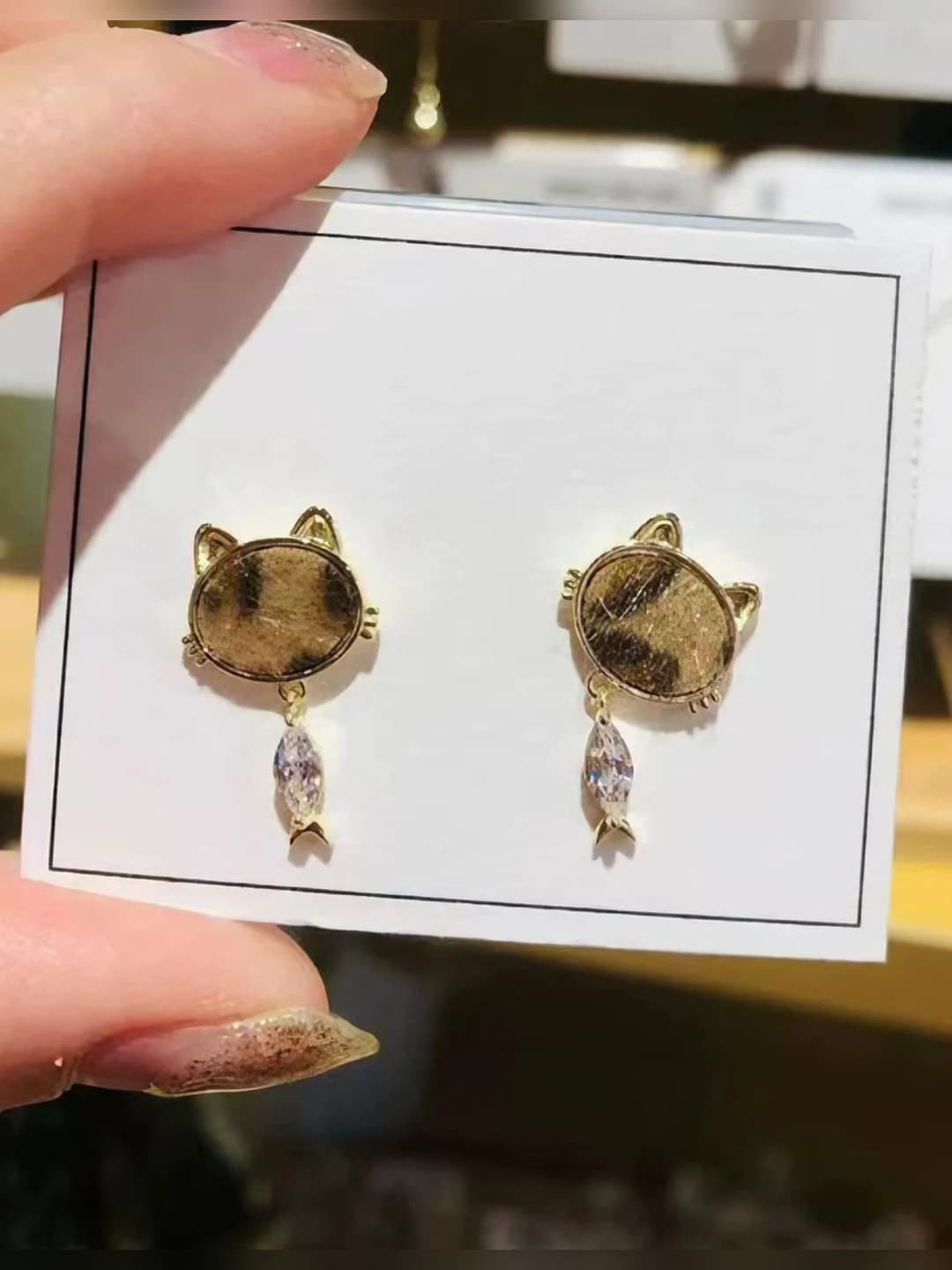 15# Leopard small cat and fish studs