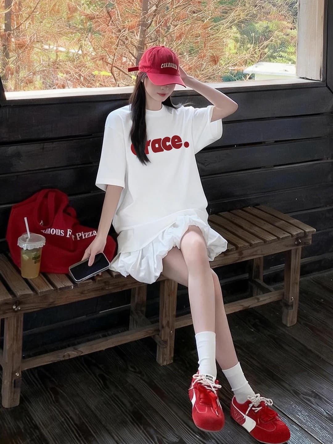 Women's Korean style summer short sleeve loose fit crew neck pure cotton t-shirt