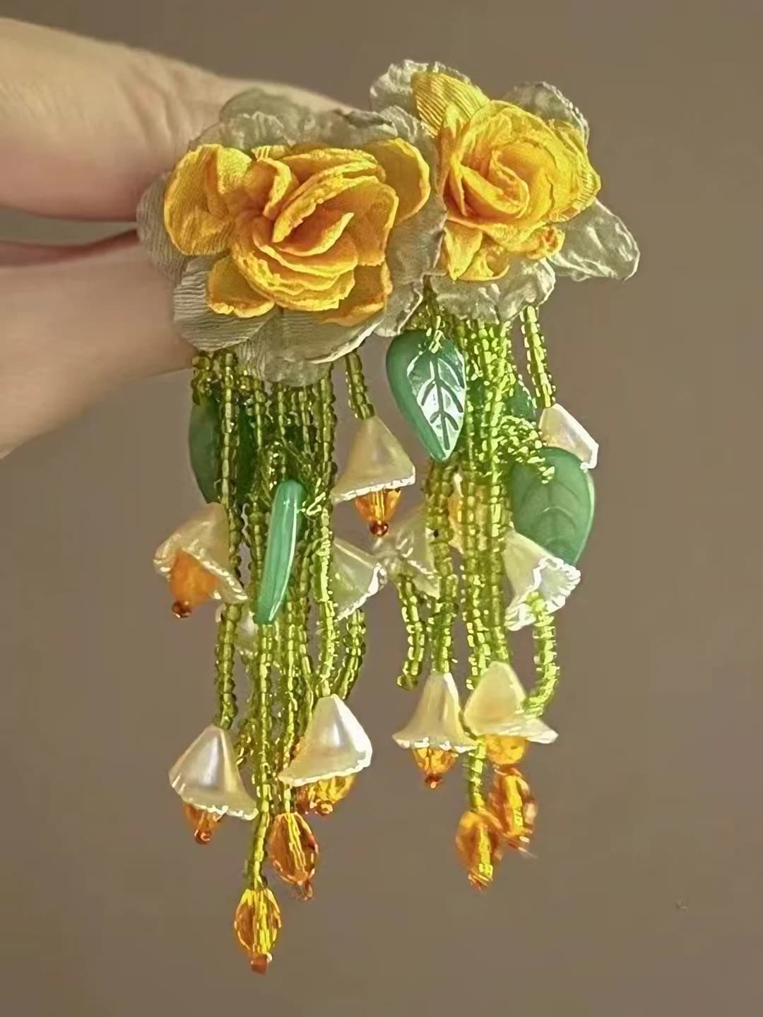 Fabric floral earrings