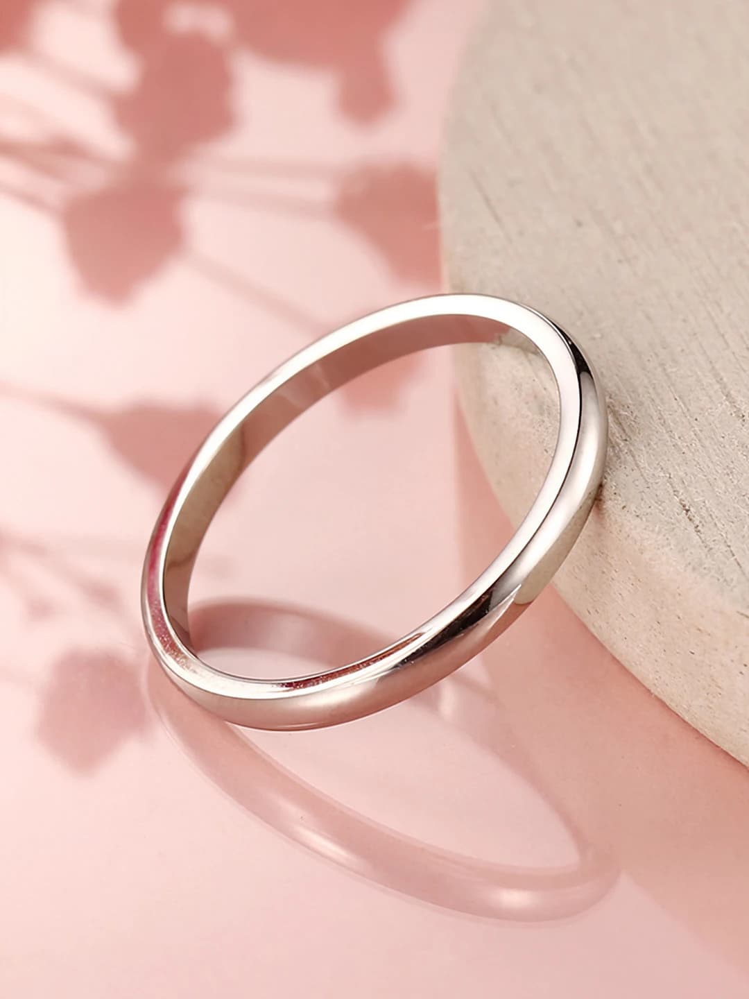 Silver narrow titanium steel ring