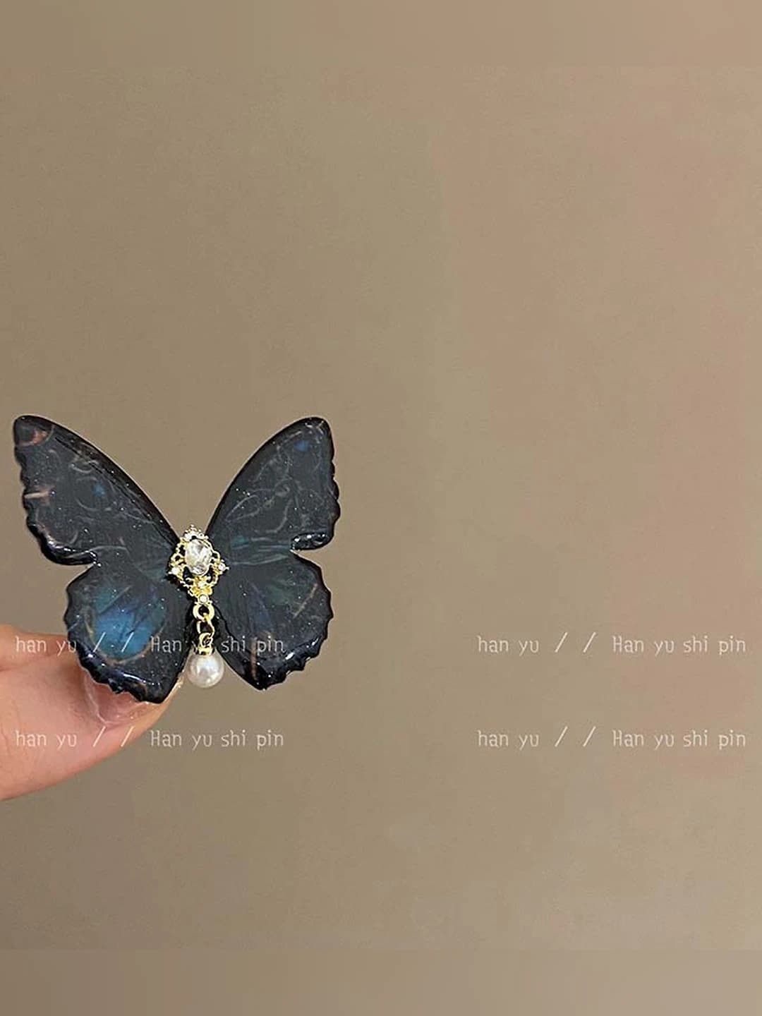 Ink blue butterfly clip
