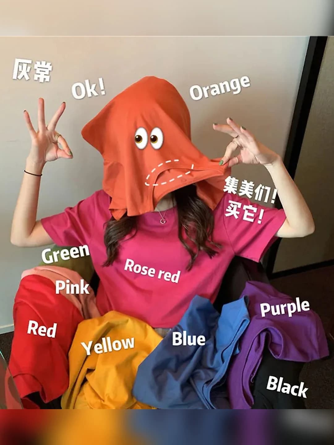 Women's crew neck solid colour loose fit short sleeve t-shirt