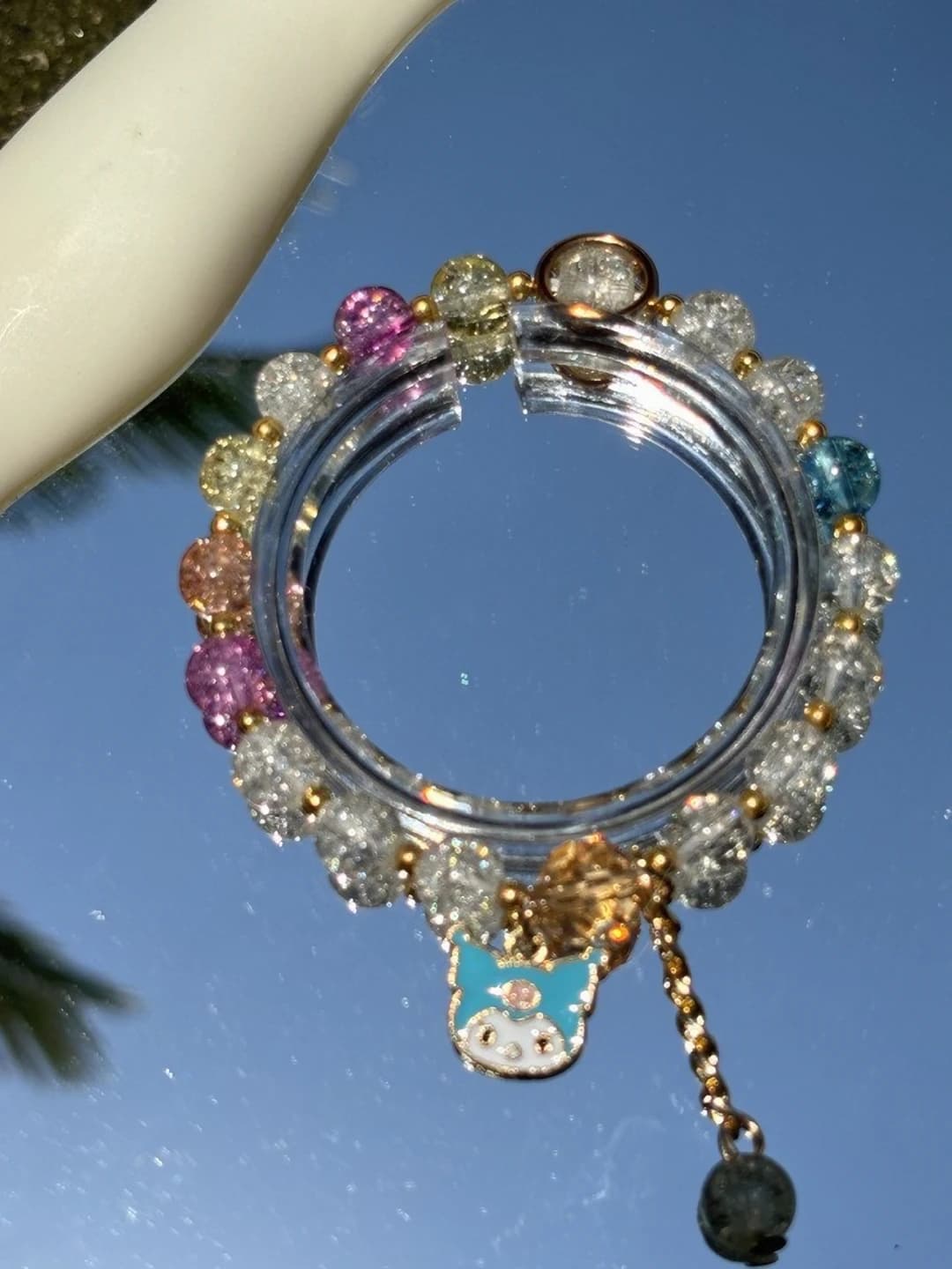 Women's glass beaded bracelet with cartoon design handmade