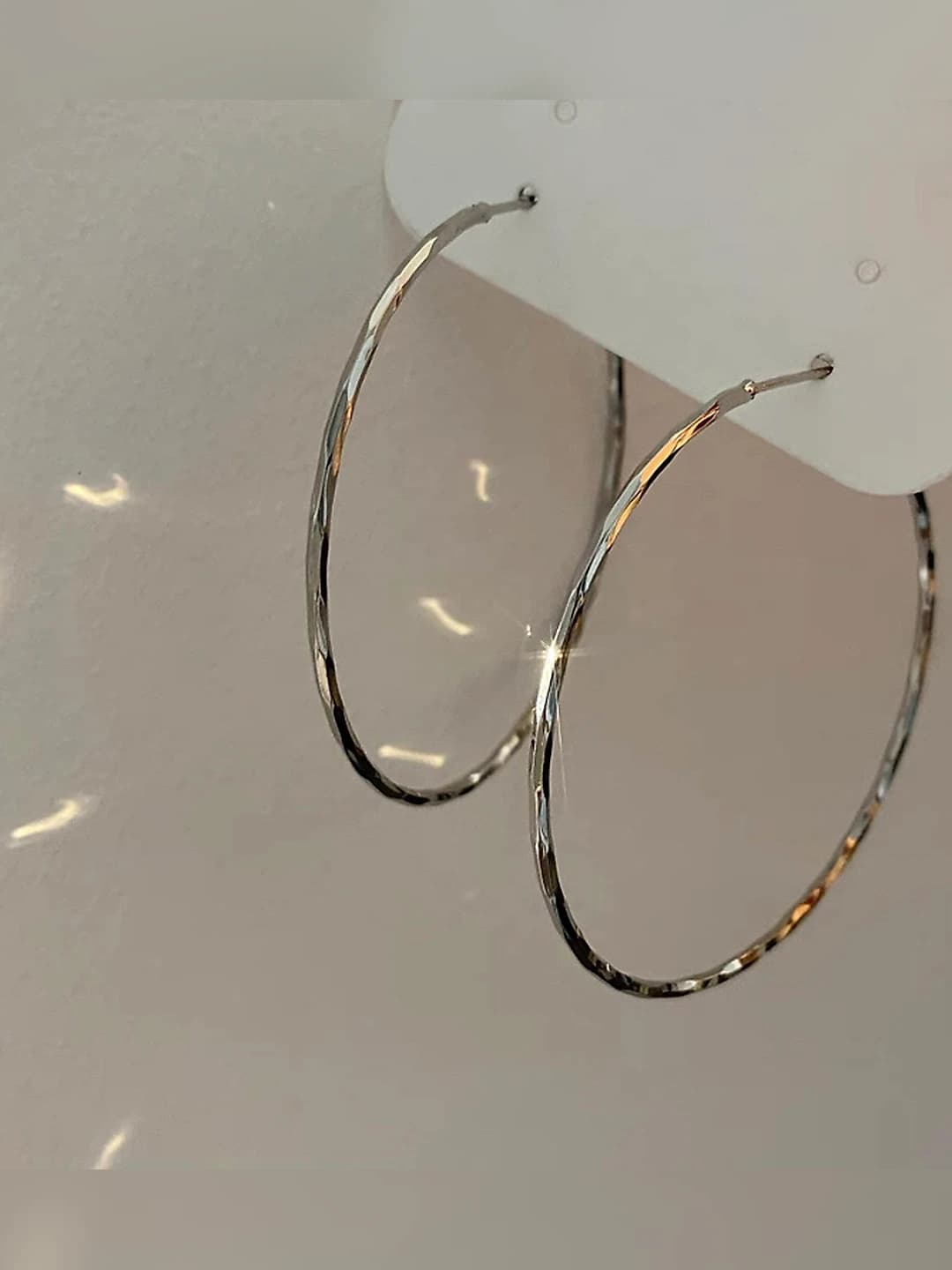 Серебряный 5cm серьги-кольца