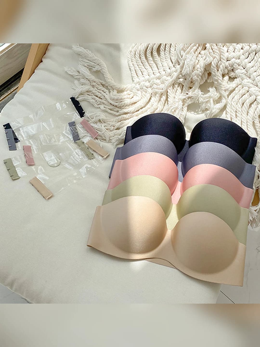 Women's seamless, non-slip, wireless, strapless bra: 3/4 cup, moisture-wicking, breathable, lifting and push-up