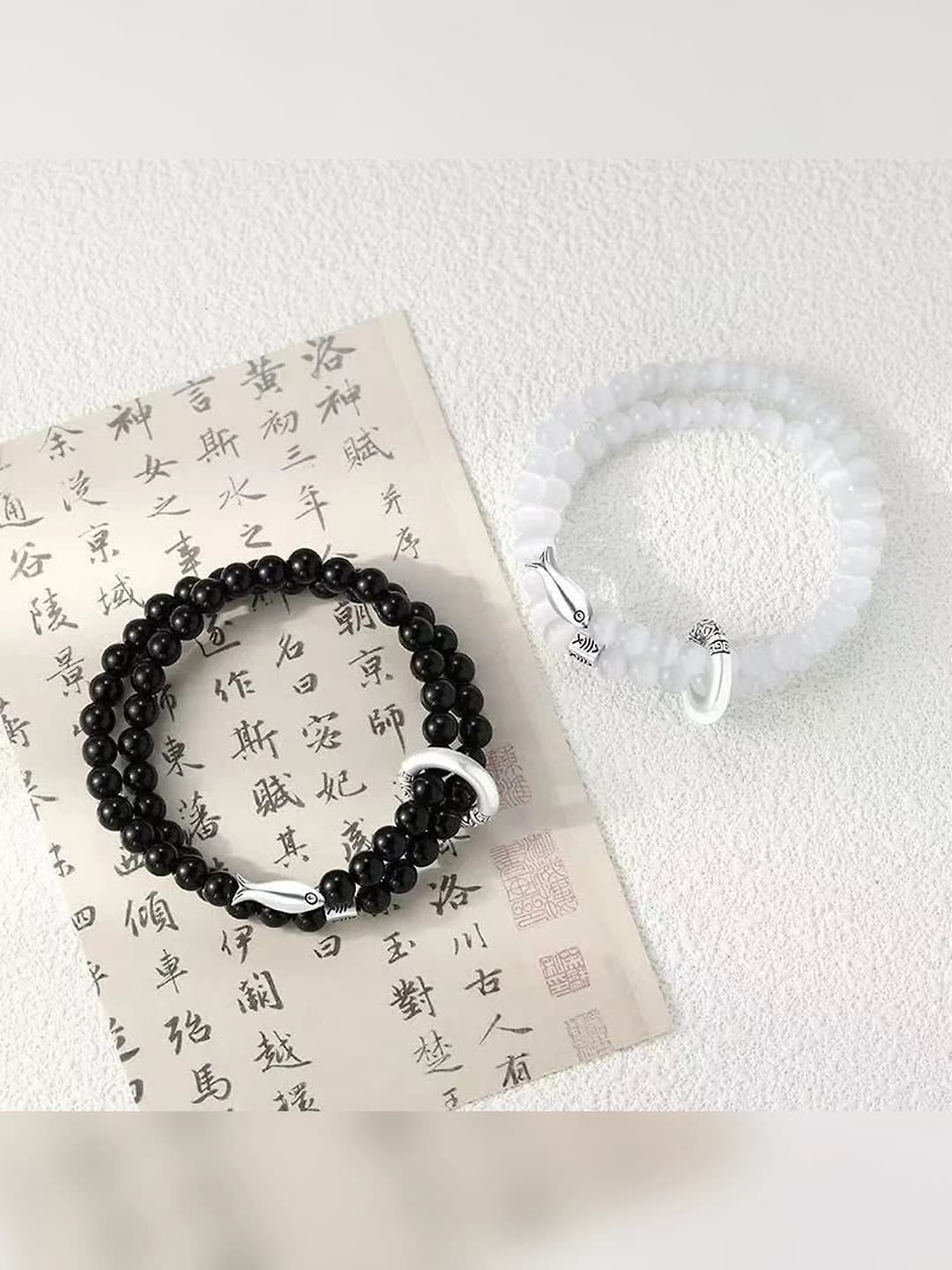 Koi fish beaded bracelet for men and women, glass and fusing material, original design, work style gift