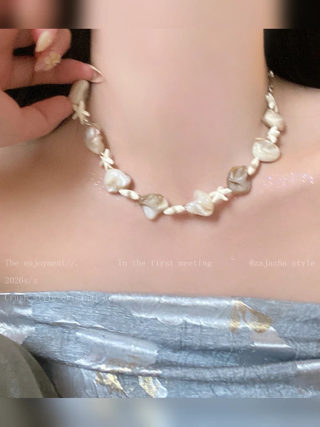 19# Beige Pavé Sea Star Necklace