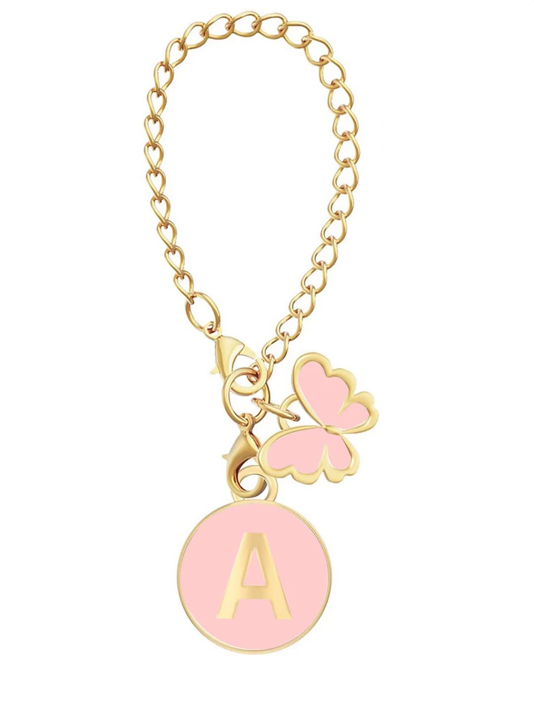 Pink (round letter+butterfly) cup charm